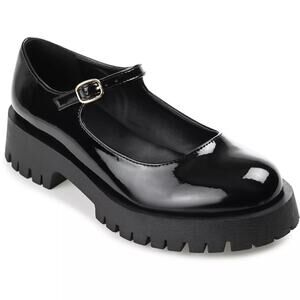 Journee Collection Women Kamie Mary Jane Loafers Size US 7M Black Faux Patent